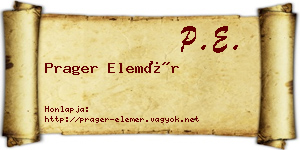 Prager Elemér névjegykártya